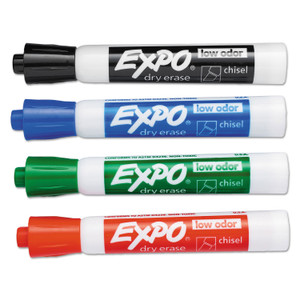 Expo Low Odor Markers, Chisel Tip Assorted, 4count