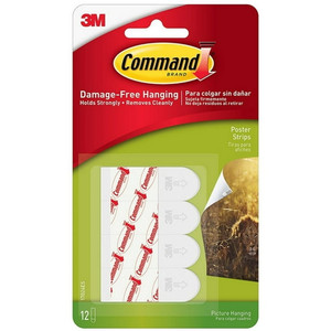 Command Poster Hanging Strips, White, 12count