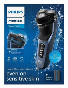 Philips Norelco Shaver 3600 + Travel Pouch Rechargeable Philips Norelco Shaver 3600 + Travel Pouch Rechargeable
