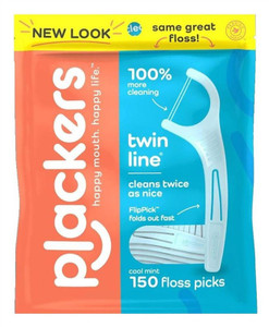 Plackers Twin-Line Floss Picks Cool Mint 150 Count Plackers Twin-Line Floss Picks Cool Mint 150 Count