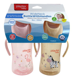 Playtex Baby Wide Neck Bottle W/ Handles 2 Pack 8Oz Playtex Baby Wide Neck Bottle W/ Handles 2 Pack 8Oz
