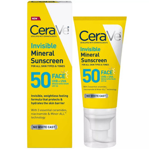 Cerave Invisible Mineral Face Sunscreen SPF 50, 1.75oz