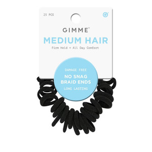 Gimme Medium Hair No Snag Braid End Bands, Assorted, 25count