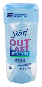 Secret Deodorant Outlast 2.6Oz Clear Gel Unscented Secret Deodorant Outlast 2.6Oz Clear Gel Unscented