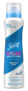 Secret Deodorant Outlast Dry Spray Completely Clean 4.1Oz Secret Deodorant Outlast Dry Spray Completely Clean 4.1Oz