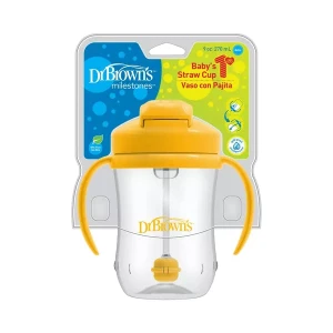 Dr Brown's Milestones Baby’s First Straw Training Cup Yellow, 9 oz