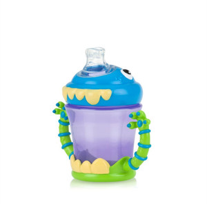 Nuby Plastic Two-Handle iMonster No-Spill Super Spout Cup, 7 Oz