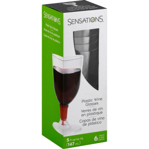 SENSATIONS Plastic Wine Glasses 6 count, 5 oz