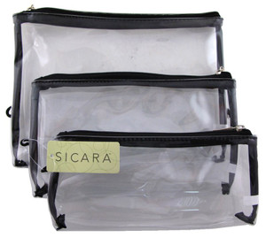 Sicara Clear Cosmetic Bag 3-Piece Bag Set Sicara Clear Cosmetic Bag 3-Piece Bag Set