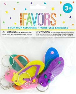 Unique Party Favors Flip Flop Keychains, 6 count