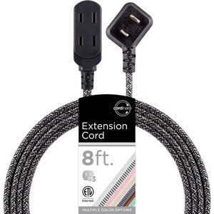 cordinate Basic 3 Outlet Polarized Extension Cord Dark Heather, 8 ft