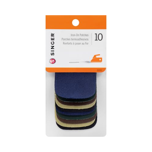 SINGER Iron-On Twill Patches, Assorted Dark Colors, 10 ct