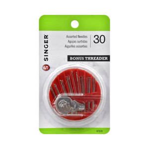 SINGER Assorted Hand Needles in Compact with Built-In Needle Threader Storage, 30 Count