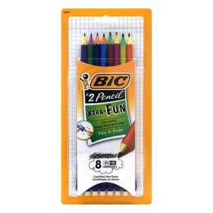 BiC Xtra Fun Wood Case 2 Pencils Assorted Colors, 8 count