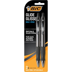 BiC Glide Retractable Ballpoint Pen Black, 2 ct
