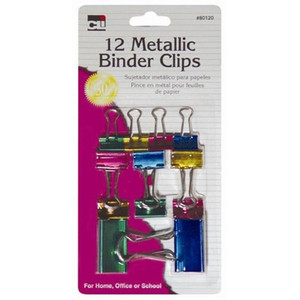 CLi Asstorted Metallic Binder Clips, 12 count