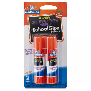 ELMER'S Washable School Glue Sticks Disappearing Purple, 2 count