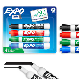 EXPO Low-Odor Dry Erase Markers Assorted Colors, 4 count