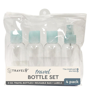 SJ Travel Plastic 4 Piece Bottle Set, 3 oz