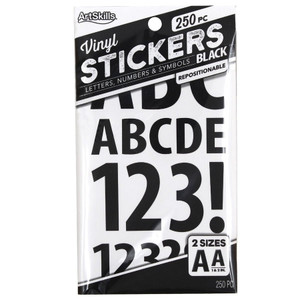 ArtSkills Dual Size Vinyl Poster Letters and Numbers Black, 250 count