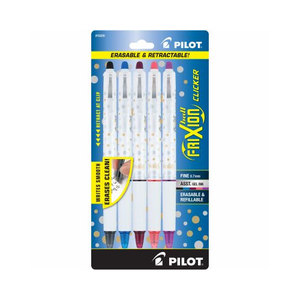 Pilot FriXion Clicker Erasable Gel Ink Pens 0.7 mm Assorted Colors, 5 ct