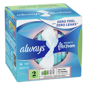 Always Pads Size 2 Infinity Flex Foam 16 Count Heavy Flow Always Pads Size 2 Infinity Flex Foam 16 Count Heavy Flow