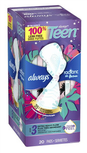 Always Pads Size 3 Teen Radiant 20 Count Extra Heavy Always Pads Size 3 Teen Radiant 20 Count Extra Heavy