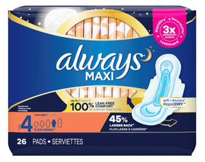 Always Pads Size 4 Maxi 26 Count Overnight Always Pads Size 4 Maxi 26 Count Overnight