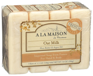 A La Maison, Bar Soap Oat Milk Value 4 Pack, 1 Each, 14 Oz A La Maison, Bar Soap Oat Milk Value 4 Pack, 1 Each, 14 Oz