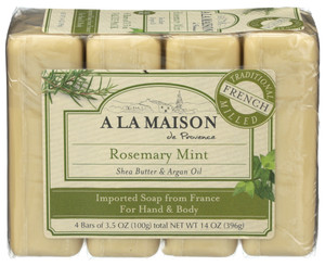 A La Maison, Bar Soap Rosemary Mint Value 4 Pack, 1 Each, 14 Oz A La Maison, Bar Soap Rosemary Mint Value 4 Pack, 1 Each, 14 Oz