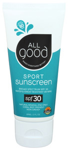 All Good, Sunscreen Sport Lotion Spf 30, 1 Each, 3 Oz All Good, Sunscreen Sport Lotion Spf 30, 1 Each, 3 Oz