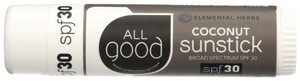 All Good, Spf 30 Coconut Sunstick, Case Of 12, .6 Oz All Good, Spf 30 Coconut Sunstick, Case Of 12, .6 Oz