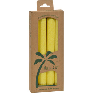 Aloha Bay, Yellow Palm Tapers Candle Unscented, 1 Each, 4 Pk Aloha Bay, Yellow Palm Tapers Candle Unscented, 1 Each, 4 Pk