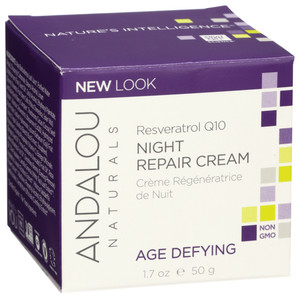 Andalou Naturals, Resveratrol Q10 Age Defying Night Repair Cream, 1 Each, 1.7 Oz