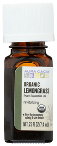 Aura Cacia, Organic Essential Oil Lemongrass, 1 Each, 0.25 Oz