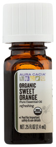 Aura Cacia, Organic Sweet Orange Essential Oil, 1 Each, 0.25 Oz Aura Cacia, Organic Sweet Orange Essential Oil, 1 Each, 0.25 Oz