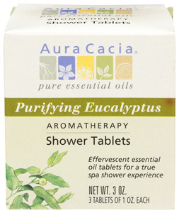 Aura Cacia, Purifying Aromatherapy Shower Tablets, Purifying Eucalyptus, 3 Tablets, 1 Each, 3 Oz Aura Cacia, Purifying Aromatherapy Shower Tablets, Purifying Eucalyptus, 3 Tablets, 1 Each, 3 Oz