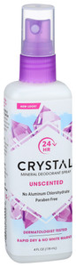 Crystal, Deodorant, Mineral Deodorant Spray, Unscented, 1 Each, 4 Oz Crystal, Deodorant, Mineral Deodorant Spray, Unscented, 1 Each, 4 Oz