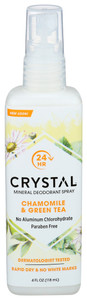 Crystal, Mineral Deodorant Spray Chamomile And Green Tea, 1 Each, 4 Fl Oz. Crystal, Mineral Deodorant Spray Chamomile And Green Tea, 1 Each, 4 Fl Oz.