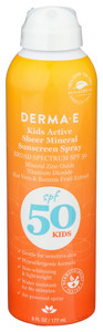 Derma E, Kids Mineral Sunscreen Spray Spf 50, 1 Each, 6 Oz Derma E, Kids Mineral Sunscreen Spray Spf 50, 1 Each, 6 Oz