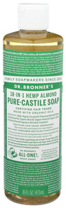 Dr. Bronner's, 18 In 1 Pure Castile Hemp Almond Soap Organic, 1 Each, 16 Fl Oz Dr. Bronner's, 18 In 1 Pure Castile Hemp Almond Soap Organic, 1 Each, 16 Fl Oz