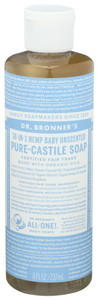 Dr. Bronner's, Organic 18 In 1 Pure Castile Hemp Baby Unscented Soap, 1 Each, 8 Oz Dr. Bronner's, Organic 18 In 1 Pure Castile Hemp Baby Unscented Soap, 1 Each, 8 Oz