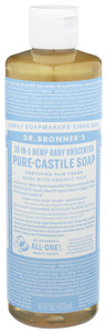 Dr. Bronner's, 18 In 1 Unscented Hemp Baby Pure Castile Soap Organic, 1 Each, 16 Oz Dr. Bronner's, 18 In 1 Unscented Hemp Baby Pure Castile Soap Organic, 1 Each, 16 Oz