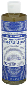 Dr. Bronner's, 18-in-1 Pure Castile Hemp Peppermint Soap, Case Of 12, 16 Fl Oz Dr. Bronner's, 18-in-1 Pure Castile Hemp Peppermint Soap, Case Of 12, 16 Fl Oz