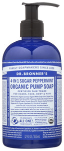 Dr. Bronner's, 4 In 1 Sugar Peppermint Pump Soap Organic, 1 Each, 12 Fl Oz Dr. Bronner's, 4 In 1 Sugar Peppermint Pump Soap Organic, 1 Each, 12 Fl Oz