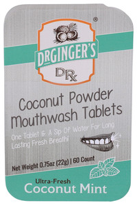 Dr. Ginger`s, Coconut Mint Mouthwash Tablets, 60 Tablets, Case Of 6, .75 Oz Dr. Ginger`s, Coconut Mint Mouthwash Tablets, 60 Tablets, Case Of 6, .75 Oz
