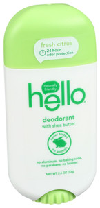 Hello Products, Deodorant With Shea Butter Fresh Citrus, 1 Each, 2.6 Oz Hello Products, Deodorant With Shea Butter Fresh Citrus, 1 Each, 2.6 Oz