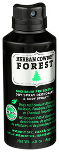 Herban Cowboy, Forest Maximum Protection Dry Spray Deodorant And Body Spray, 1 Each, 2.8 Oz Herban Cowboy, Forest Maximum Protection Dry Spray Deodorant And Body Spray, 1 Each, 2.8 Oz