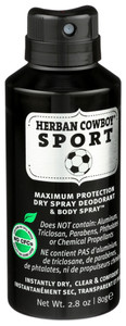 Herban Cowboy, Sport Maximum Protection Dry Spray Deodorant And Body Spray, 1 Each, 2.8 Oz Herban Cowboy, Sport Maximum Protection Dry Spray Deodorant And Body Spray, 1 Each, 2.8 Oz