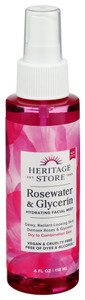 Heritage, Hydrating Facial Mist Spray Rosewater And Glycerin, 1 Each, 4 Fl Oz Heritage, Hydrating Facial Mist Spray Rosewater And Glycerin, 1 Each, 4 Fl Oz